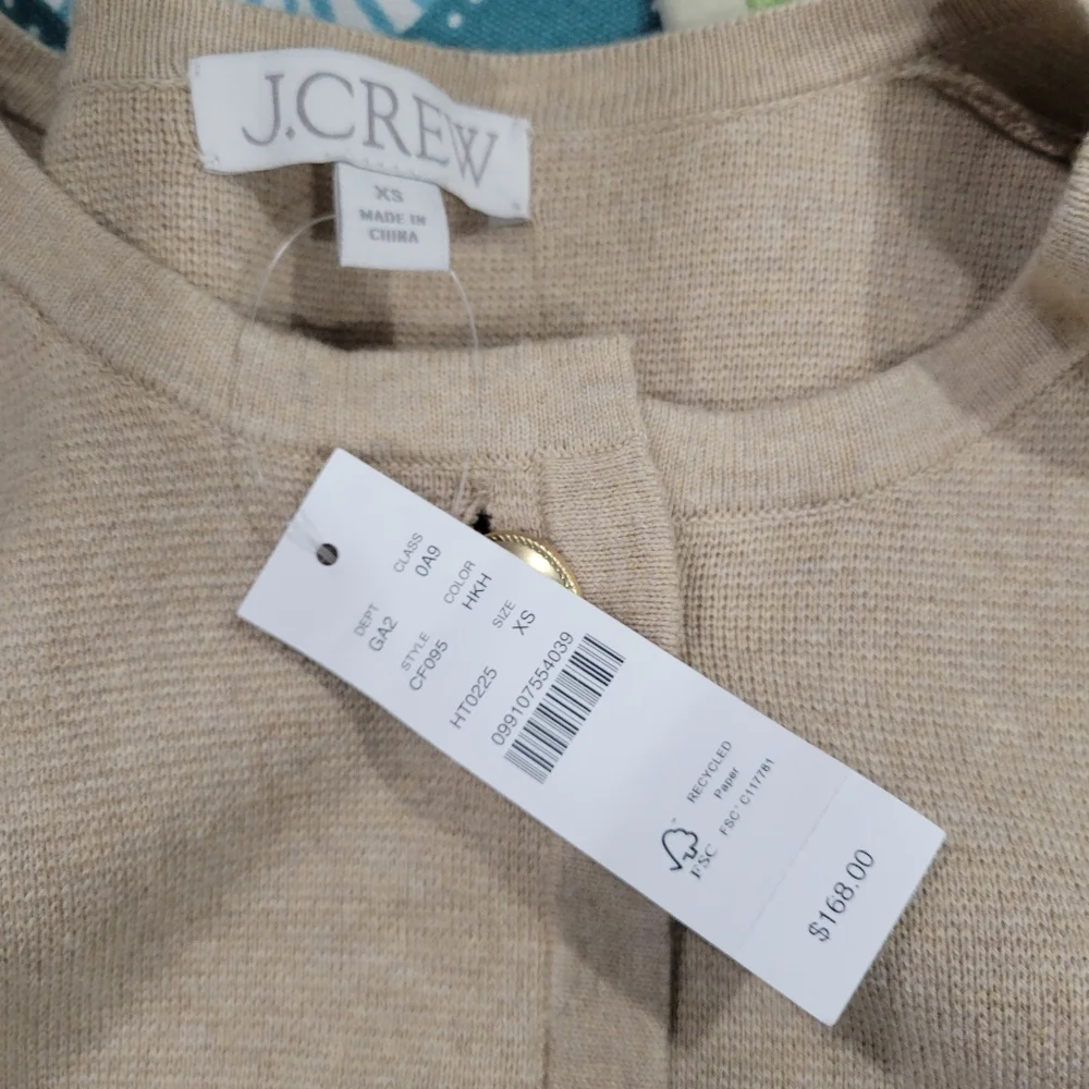 J Crew Long Giselle sweater blazer CF095 Size XS Tan